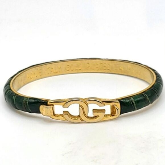 Vintage GUCCI Bracelet,  24 kt gold plated snakeskin - Picture 1 of 9